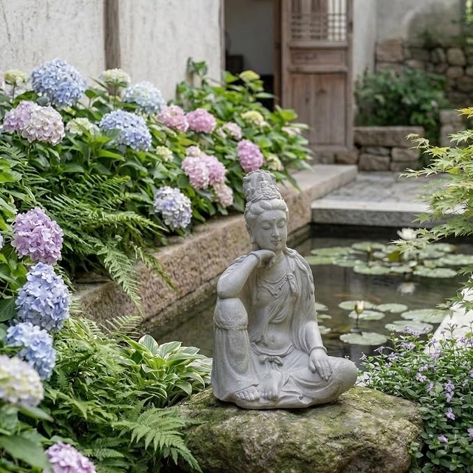 19" Guan Yin Buddha Statue for Home & Garden Zen Meditation Decor | Quan Yin | Kwan Yin | Female Buddha Figurine | Indoor & Outdoor Patio Decor | Spiritual Accent