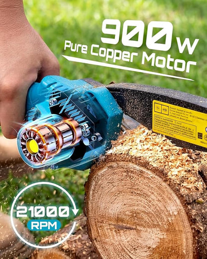 Seesii Mini Chainsaw, 6-inch Mini Chainsaw Cordless, Handheld Electric Power Chain Saw with 2 Batteries, for Tree Trimming Wood Cutting, Best Gifts for Father, Dad, Husband, Men