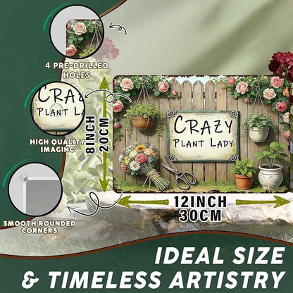 PEACHGARDEN Garden Signs Gardening Wall Decor For Woman Gift Crazy Plant Lady Metal Sign Wall Art Decor For Garden Yard Patio Plant Room Greenhouse 8x12 inch