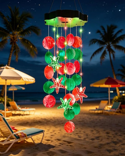 Toodour Solar Decorative Lights Outdoor, Red & Green Shells Light Gifts for Mom Grandma Women Wife Girls, Solar Wind Chimes Outside Decorative Mobile Lights for Holiday Garden Porch Yard Window Decor