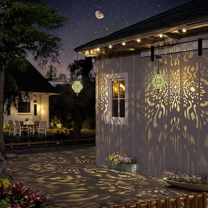 Hapjoy Hanging Solar Lights Outdoor Garden Decor Solar Lantern Waterproof Plastic Moroccan Outdoor Decorations for Patio Pathway Yard Backyard Garden Decorative (1 Pack, Bronze)
