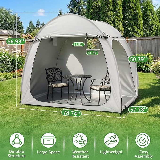 Outvita Portable Bike Tent Cover for 4-5 Bikes, Garden Tools | Outdoor Bicycle Storage Sheds 210D Oxford Fabric PU 4000 for Motorcycle, Lawn Mower, Camping, Travel