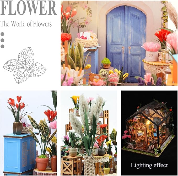 INSGEN DIY Handmade Miniature Furniture, Wooden Diorama Book Nook House Kits Build Crafts for Adults, Miniature Street Tiny Library House Making Kit 1:24 Scale | Craft Building Kit for Adults: Miniature Dollhouse with Lights, Bookshelf Decor, Tiny Stre...