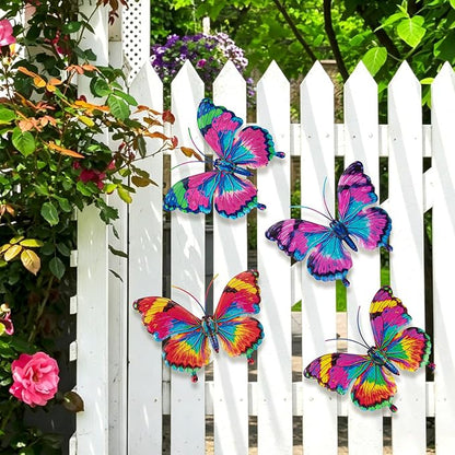 SUNREEK Metal Butterfly Wall Decor, 6 Inches Outdoor Wall Art for Fence Garden Yard Room Patio Balcony Decorations (4, Butterfly-C)