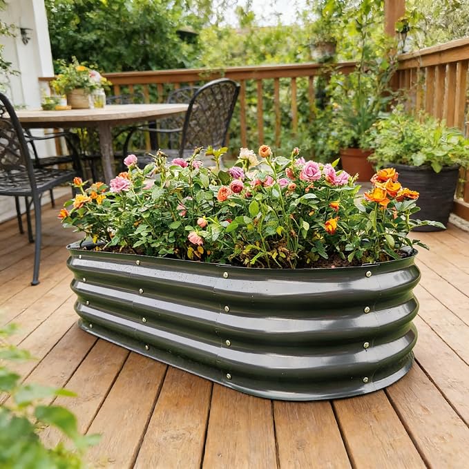 Gardmax 2 Pack Galvanized Raised Garden Bed, Lightweight Planter Boxes Outdoor with Easy Assembly, Large Garden Bed for Vegetables, Fruits, Flower Dark Grey