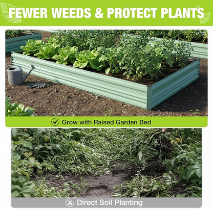 WORKPRO 2PK 7.5x4x1ft Outdoor Galvanized Raised Garden Bed, Rust-Resistant Planter Raised Beds for Vegetable, Flowers, Herbs, Light Green