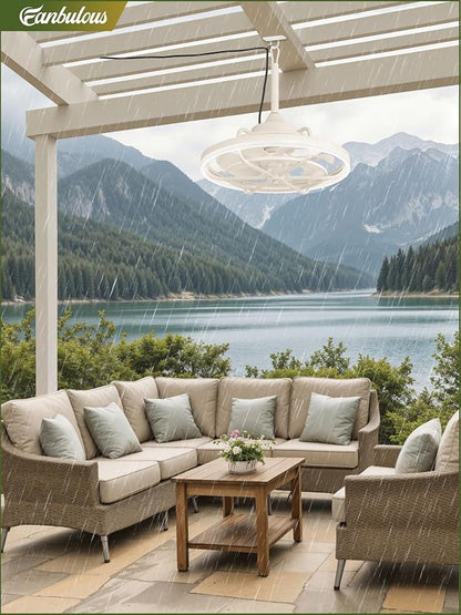 Fanbulous Outdoor Ceiling Fans with Light for Patios, 20" Weatherproof Plug in Ceiling Fan, Gazebo Fan Remote&APP Control, 3CCT Dimmable,Caged Ceiling Fan with Hanging Hook for Porch, Pergola,Canopy