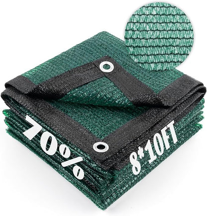 Cool Area 70% Sun Shade Cloth Mesh Tarp with Grommets for Plant Cover 8x10ft Patio Canopy Garden Pergola Greenhouse Car Barn Kennel Dark Green