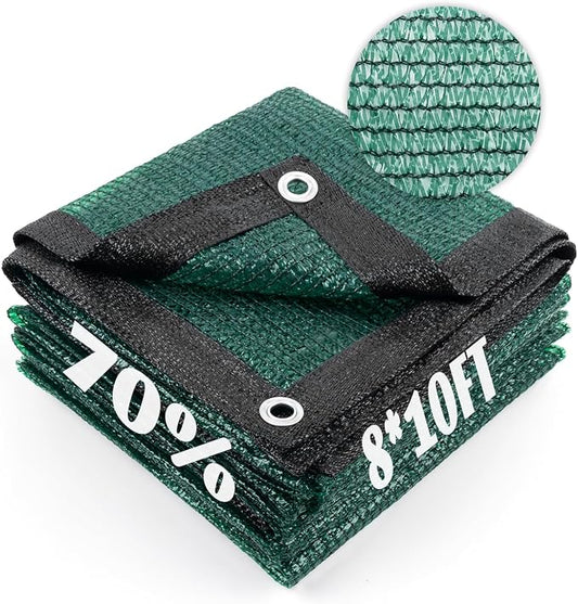 Cool Area 70% Sun Shade Cloth Mesh Tarp with Grommets for Plant Cover 8x10ft Patio Canopy Garden Pergola Greenhouse Car Barn Kennel Dark Green