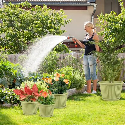 16-inch-Large-Planters-for-Outdoor-Plant，Plastic Indoor Flower Pots with Drainage Holes & Saucer，4 Packs Decorative Garden Pots for Plantfor Home Porch Decor