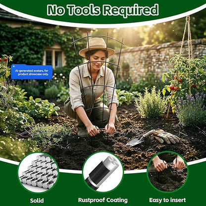 Thealyn 4 Pack 43" Metal Plant Trellis for Pots & Garden Beds, Rustproof Support for Indoor Outdoor Climbing Plants, Vines, Flowers, Fan Shaped, Black