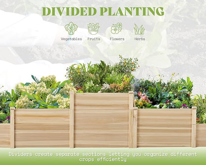 AMERLIFE 3-Tier Raised Garden Bed, 28 Inch Depth Fir Wood Planter Box for Outdoor Gardening with Dividers, Tool-Free Assembly, Garden Box, Ideal for Vegetables, Herbs, Flowers