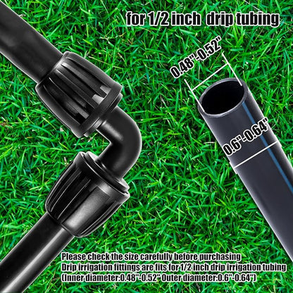 12pc 1/2“ Drip Irrigation Elbow Fittings,ANTI DROP Lock Barbed Elbow For (1/2" ID x0.6-0.63" OD) 90 Degree Elbow Connectors Drip Tubing Irrigation Fittings (12pc 1/2 inch Irrigation Elbow Fittings)
