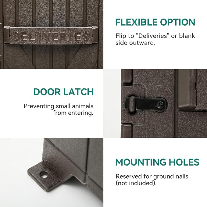 YITAHOME 60 Gallon Large Package Delivery and Storage Box | Double-Wall Resin Outdoor Package Delivery and Waterproof Deck Box for Porch, Curbside, 8.5 Cubic feet, Brown