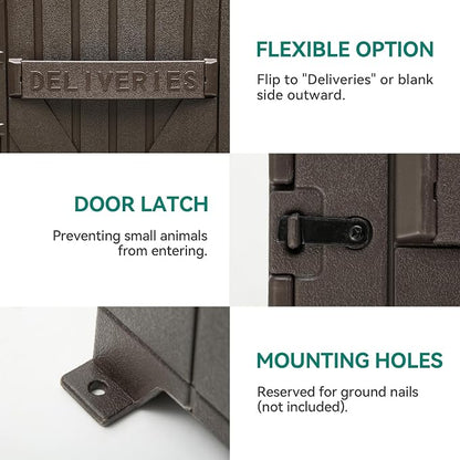 YITAHOME 60 Gallon Large Package Delivery and Storage Box | Double-Wall Resin Outdoor Package Delivery and Waterproof Deck Box for Porch, Curbside, 8.5 Cubic feet, Brown