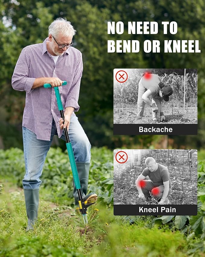 Breeze Touch 39" Weed Pulling Tool, 3-Claw Detachable Weed Puller Tool with Long Handle, Heavy Duty Stand Up Weeder Weeding Tool for Lawn, Yard, Garden, Crabgrass, Dandelion Picker, Weed Remover | 3-Claw Weed Puller Tool，Weed Pulling Tool with Long Han...