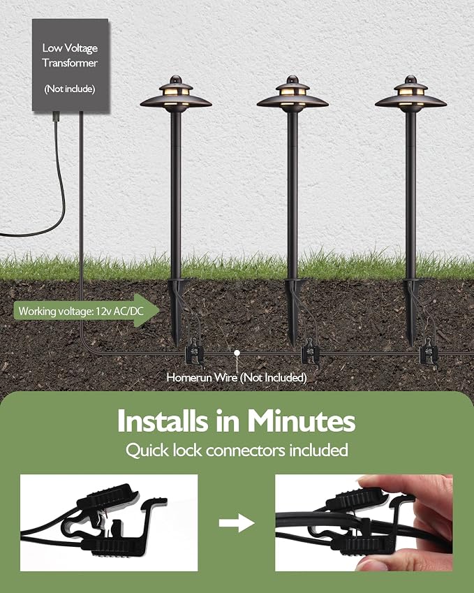 LITFIT Low Voltage Landscape Lighting, 3CCT 2700K/3000K/4000K Electric LED Garden Lights, 12V 3.87W 16.3" Tall Pathway Light Wired, ORB Aluminum Yard Light, Waterproof Outdoor Light Fixture, 4 Pack