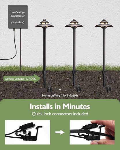 LITFIT Low Voltage Landscape Lighting, 3CCT 2700K/3000K/4000K Electric LED Garden Lights, 12V 3.87W 16.3" Tall Pathway Light Wired, ORB Aluminum Yard Light, Waterproof Outdoor Light Fixture, 4 Pack