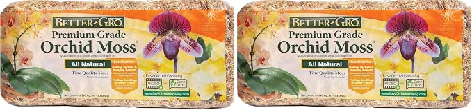 Better-Gro Premium Grade Orchid Moss - 100% Natural,Imported Sphagnum Moss for Orchids,Ferns,and Hostas,Excellent for Hanging Baskets and Propagating Plants - 190 Cubic Inches,(Pack of 2)