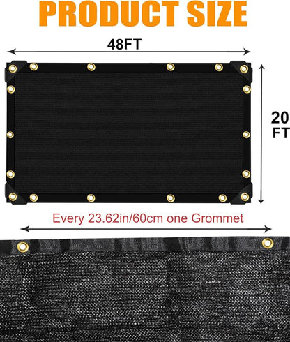 70% Black Sun Shade Cloth 20FT x 48FT, Outdoor Shade Netting with Grommets | UV Sunblock Fabric for Garden, Plants Cover, Greenhouse, Pergola, Patio, Porch & Chicken Coop,Tomatoes