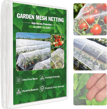 FEED GARDEN Garden Netting 8x33FT Ultra-Fine Mesh PE Cover for Vegetables Fruits Garden Row Cover Raised Bed Durable Protection from Birds Animals
