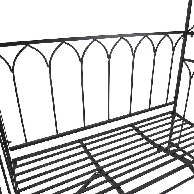 Outsunny Metal Trellis Arbor Arch for Climbing Plants with Garden Bench, Grow Grapes & Vines, Patio Decor & 2-Person Outdoor Steel Decorative Seating, 484 lbs. Weight Capacity, Black