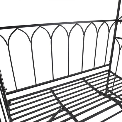 Outsunny Metal Trellis Arbor Arch for Climbing Plants with Garden Bench, Grow Grapes & Vines, Patio Decor & 2-Person Outdoor Steel Decorative Seating, 484 lbs. Weight Capacity, Black