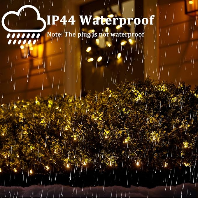 Warm White Christmas Lights Outdoor, 50FT 200 Count Incandescent Mini Christmas Lights Black Wire, Waterproof Fairy Lights, Connectable Xmas String Lights for Christmas Tree, Garland, Wedding Decor
