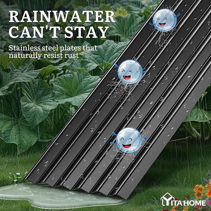 YITAHOME 2pcs 8x4x1.5 ft Galvanized Raised Garden Bed Kit, Large Metal Planter Box with Gloves, Safety Rubber & Support Rod, Outdoor Flower Bed for Plants Vegetables, Black