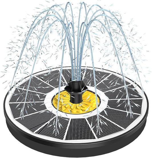 Yzert Solar Fountain for Bird Bath, 3.5W Upgraded Solar Bird Bath Fountains with 4 Fixed Pipes 7 Nozzles No Battery, Solar Fountain Pump for Bird Bath Outdoor(White)