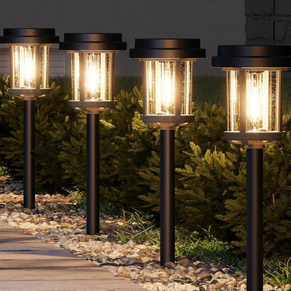 XMCOSY+ Solar Pathway Lights, 20 LM Bright Solar Lights Outdoor Waterproof IP65, Metal Outdoor Light for Outside Garden Path Yard Walkway Driveway (‎Black & Grey)