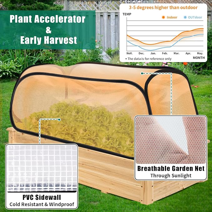 ANGAR 2PACK Garden Covers for Raised Beds, 45" X 22" X 16" Garden Row Plants Cover Accelerator, Freeze Protection Greenhouse Cover for Raised Garden Beds Protecting Seedlings Fruits Vegetable Rows