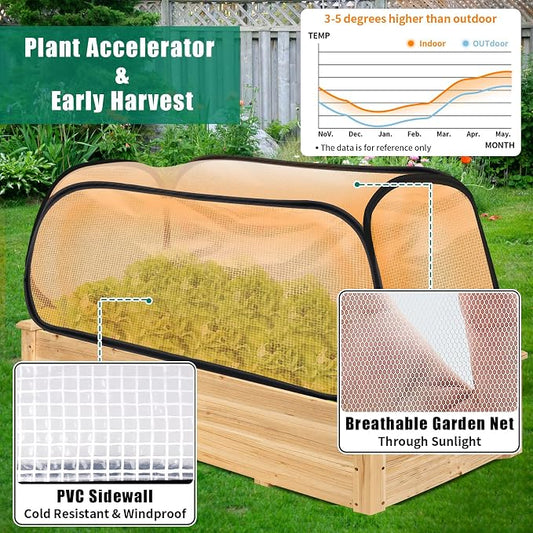 ANGAR 2PACK Garden Covers for Raised Beds, 45" X 22" X 16" Garden Row Plants Cover Accelerator, Freeze Protection Greenhouse Cover for Raised Garden Beds Protecting Seedlings Fruits Vegetable Rows