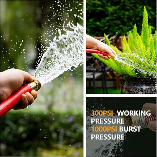 5/8" Garden Hose 20ft, -40℉ To 190℉ Hot/Cold, Heavy Duty,Flexible, 300psi Working, 1000psi Burst, 3/4" Brass Fittings with Hose Protector Coil Spring for Outdoor,Yard, Farm