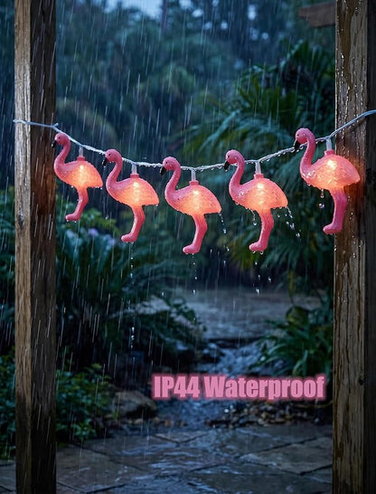 Summer Themed Pink Flamingo String Lights, 8.5Ft Tropical Beach Flamingo Decor Lights, Indoor/Outdoor Party Lights for Bedroom Birthday Wedding Holiday Hawaiian Tiki Tropical Party Décor