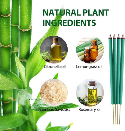 KICKOUTOR Mosquito Repellent Incense Sticks with Natural Citronella Oil, 24 Count DEET-Free Outdoor Protection for Patios, Backyard Gatherings & Camping, Up to 2.5-Hour Against Gnats & No-See-Ums