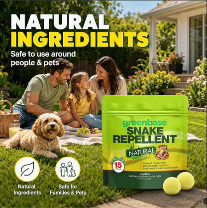 Snake Repellent for Yard Powerful Pet Safe,Moth Balls for Home Lawn Garden Camping Fishing Home to Repels Snakes and Other Pests - 15 Pack