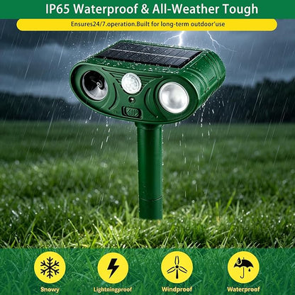 2026 New Intelligent Solar-Powered Ultrasonic Animal Deterrent – Motion Sensor + Strobe Flashing Lights – Waterproof Outdoor Repeller for Deer, Cats, Rabbits, Squirrels, Dogs, Raccoons & Skunks (4)