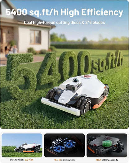 Mammotion LUBA 3 AWD 3000 Robot Lawn Mower with Garage (Ship Separately) | 360° LiDAR+NetRTK+AI Vision, Wire Free for 0.75 Acre, AWD for 80% Slopes, 30 Multi-Zone Management, Cutting Height 1.0"-2.7"