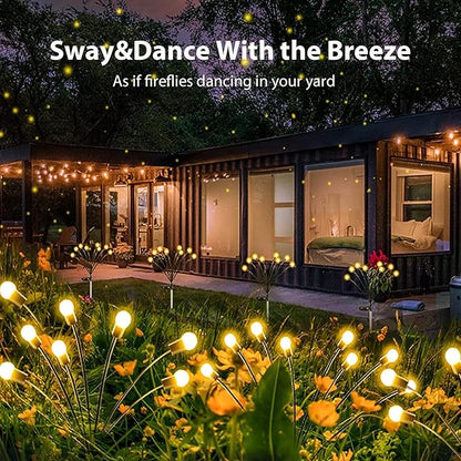 10 Pack Solar Firefly Lights Outdoor Swaying Garden Decor 80 LED Warm White | 2 Lighting Mode, Auto On/Off, Sway with Wind, Waterproof Solar lights Outdoor for Driveway Patio Veranda Courtyard Decor