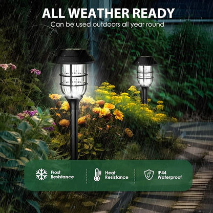 SOLPEX Solar Pathway Lights Waterproof Outdoor Lighting, 12 Pack Cold White | IP44 Waterproof, 8-12H Runtime, Auto On/Off, Tool-Free Install, Yard/Garden/Pathway/Patio/Walkway/Driveway