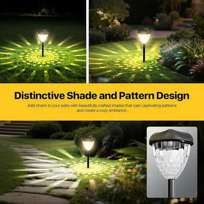 Ensenior Solar Pathway Lights Outdoor - 12-Pack, 3000K LED Landscape Garden Lights, IP65 Waterproof, Tool-Free Auto ON/Off for Garden Yard Patio Walkway Landscape, 14.17" Height