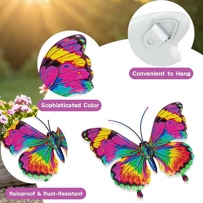 SUNREEK Metal Butterfly Wall Decor, 6 Inches Outdoor Wall Art for Fence Garden Yard Room Patio Balcony Decorations (4, Butterfly-C)
