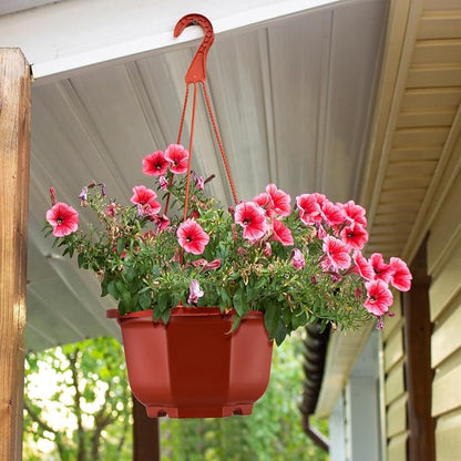 Roshtia 50 Pcs 5.9 inch Plastic Hanging Plant Pots with Hooks Flower Pots Baskets Outdoor Hanging Nursery Planter Holder for Home Garden Balcony Porch(Brown, 5.9 inch)