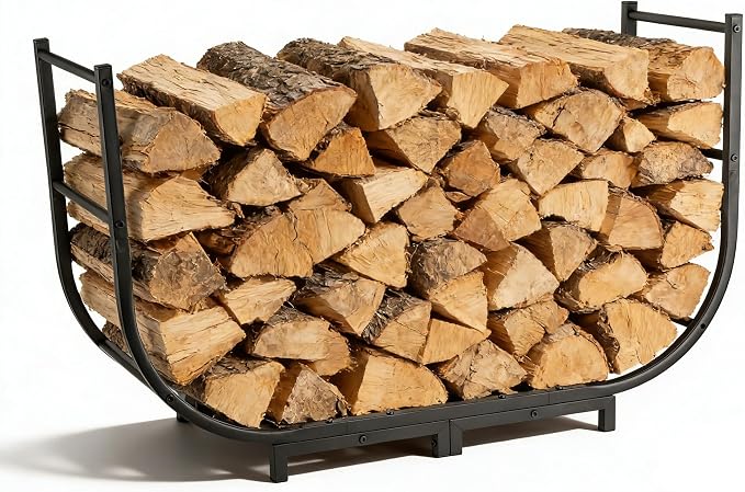 facka 40 Inch Firewood Rack Outdoor, Metal Wood Rack | Iron Fire Log Stacker Holder for Fireplace, Patio, Porch, Yard, Garden, Indoor Outdoor Wood Storage
