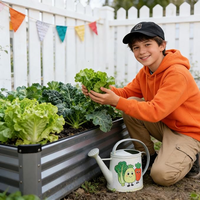 GARDMAX 8x4x1FT Galvanized Raised Garden Bed Kit, Metal Planter Boxes Outdoor with Easy Assembly, Large Garden Bed for Vegetables, Fruits, Flower, Herbs Rectangle Silver