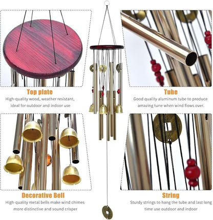 Chinese Traditional Retro10 Tubes 5 Bells Bronze Yard Garden Outdoor Living Wind Chimes 85cm (MT-626)…