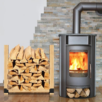 Firewood Log Storage Rack Bracket 8 Pack,Fireplace Wood Storage Holder,Indoor Outdoor Adjustable Heavy Duty Powder Coated Steel Holder with Wood Screws