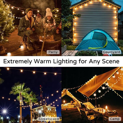 OHLUX Outdoor String Lights 220 Feet Patio Lights with 104 Edison LED G40 Globe Bulbs(4 Spares), 2200K Waterproof Connectable Edison Hanging Lighting for Backyard Balcony Outside Gazebo Party