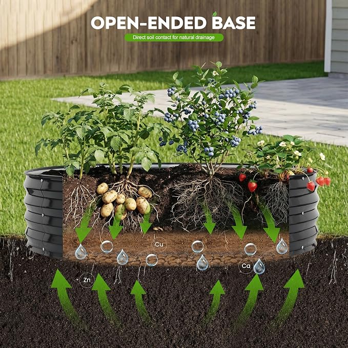 2 Pcs 4x4x1ft Round Galvanized Raised Garden Bed Outdoor, Metal Planter Box for Gardening, Raised Garden Beds for Vegetables Flowers Herbs - Grey